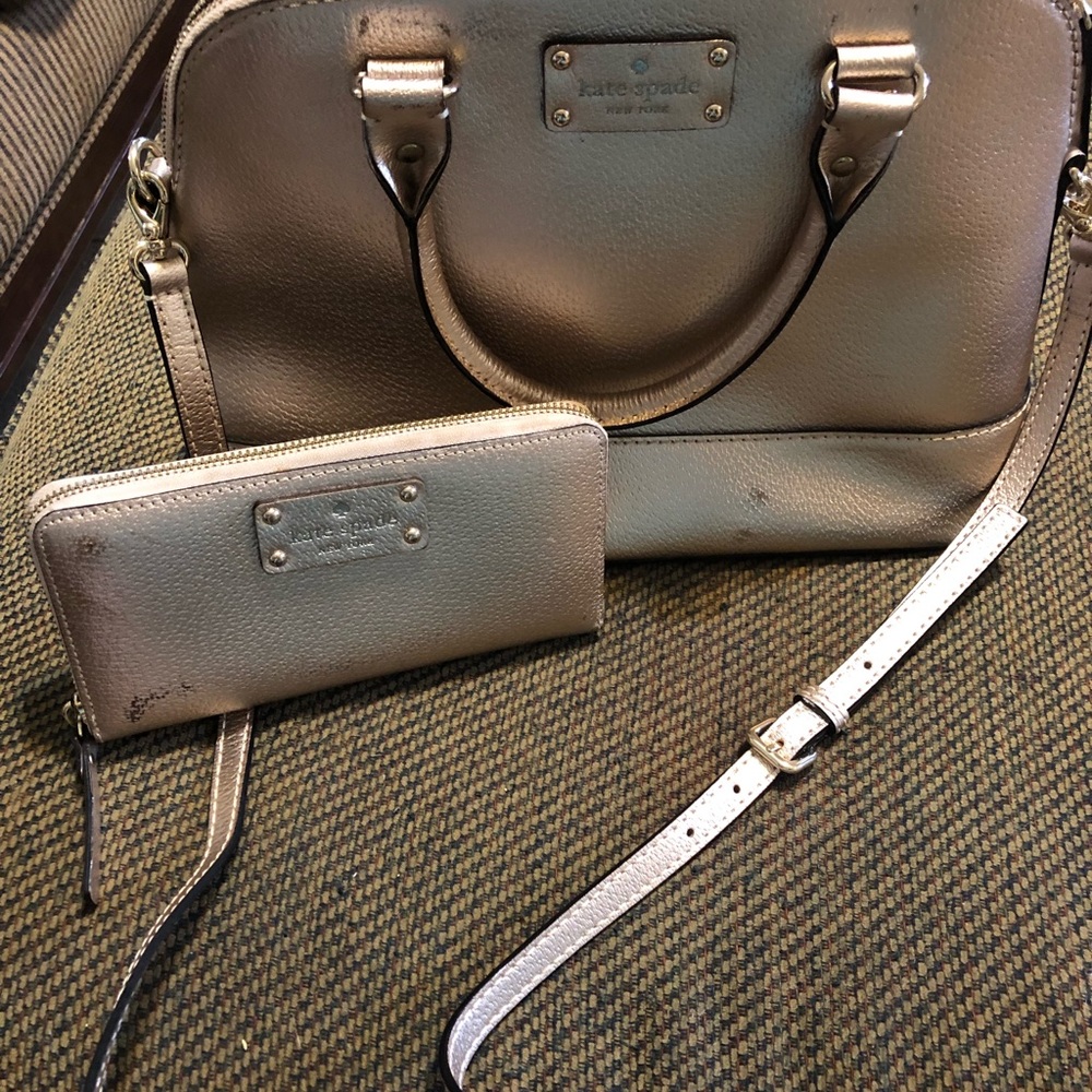 Kate Spade rose gold bag purse and wallet